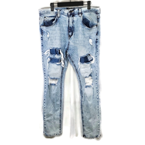 Empyre Verge Men's Light Wash Distressed Jeans Size 36 Inseam 30 - Picture 1 of 11